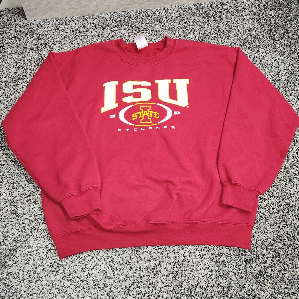 Vtg 90's Retro iowa state cyclones sweatshirt Gildan Unisex L,Red Cy Grannycore